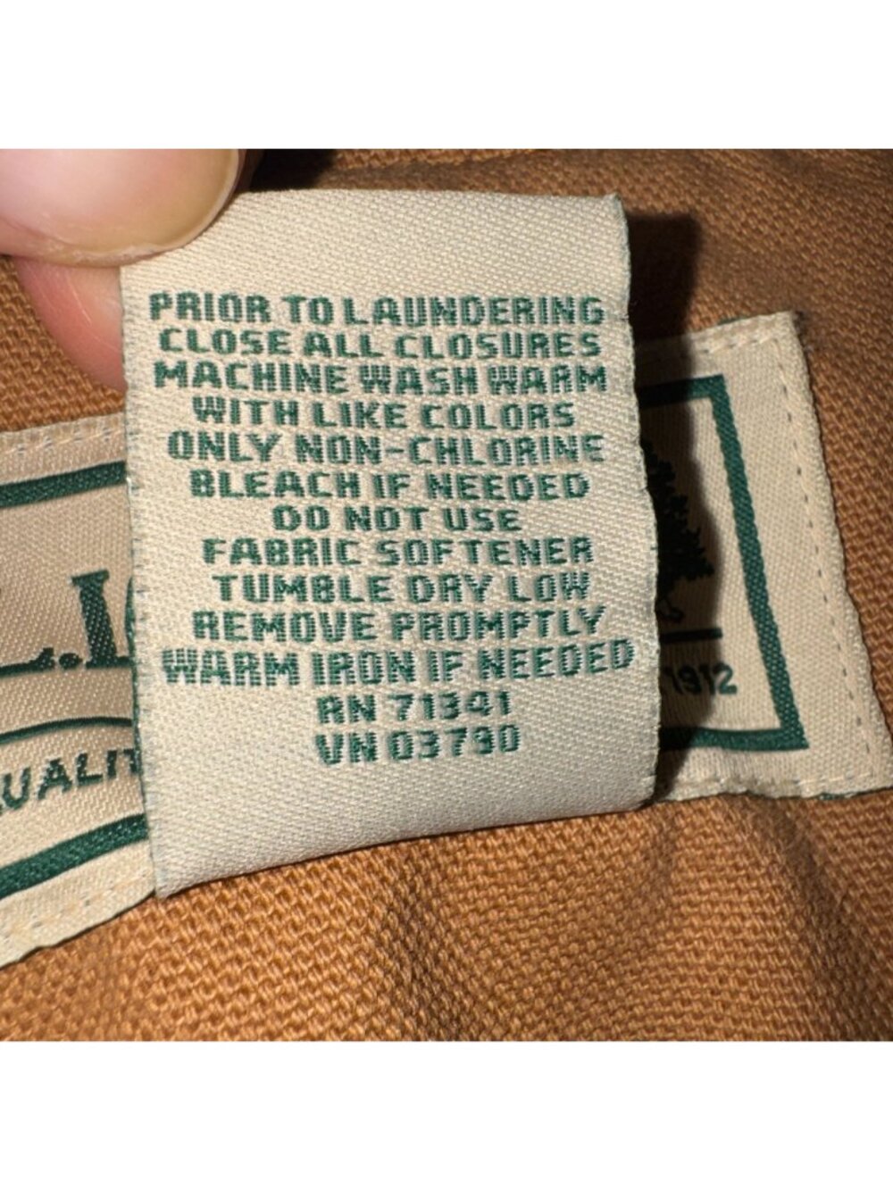 L.L. Bean Original Field Coat Womens 1X 1990s Tan Canvas Plaid Flannel Lining - Picture 14 of 14
